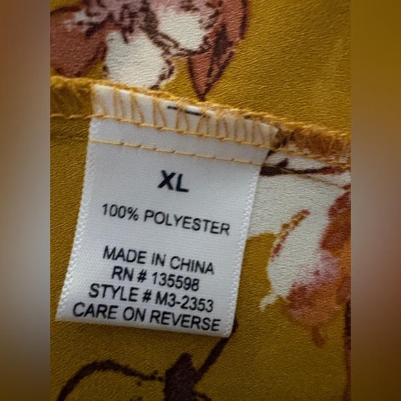 Cure XL Mustard Floral Blouse with Ruffle Sleeves - Picture 3 of 4